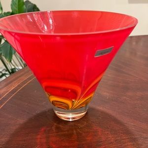 Waterford Evolution Red & Amber 8 Inch Round Bowl